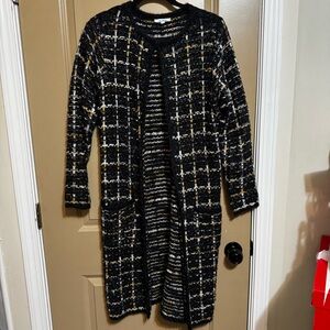 Chic Black and White Plaid Cardigan